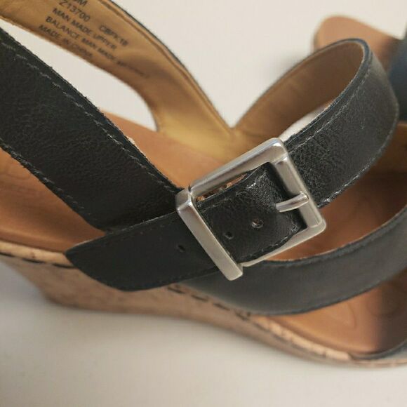 Born Concept B.O.C. Schirra Wedge Black Cork Ankle Strap Sandals Women Size 10M - Picture 12 of 14